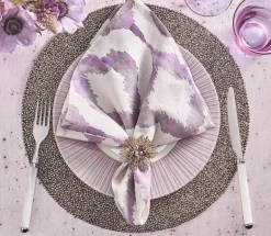 Watercolor Ikat Napkin Lilac & Grey Set of 4