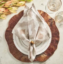 Watercolor Ikat Napkin Taupe Set of 4