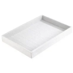 Wicker Rectangle Tray White