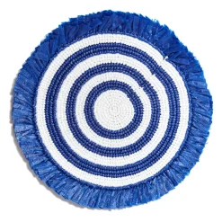 Woven Fringe Placemat Set of 4 - Navy & White