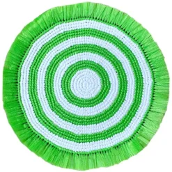 Woven Fringe Placemat Set of 4 - Lime & White