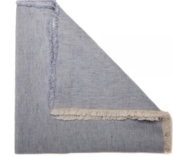 Woven Washed Blue Fringe Napkin Set of 4